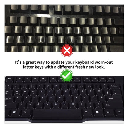 Universal Keyboard Stickers Replacement Keyboard Skin black background compatible with laptop Desktop white letter German Pack of 2
