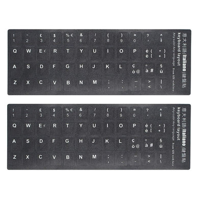 Universal Keyboard Stickers Replacement Keyboard Skin black background compatible with laptop Desktop white letter Italian Pack of 2