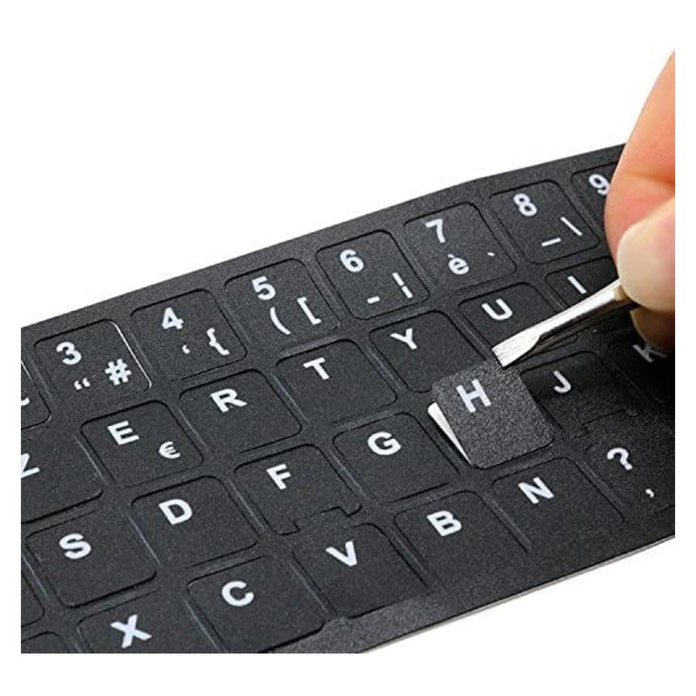 LaptopKing Universal Keyboard Stickers Replacement Keyboard Skin black background compatible with laptop Desktop white letter Chinese Pack of 2