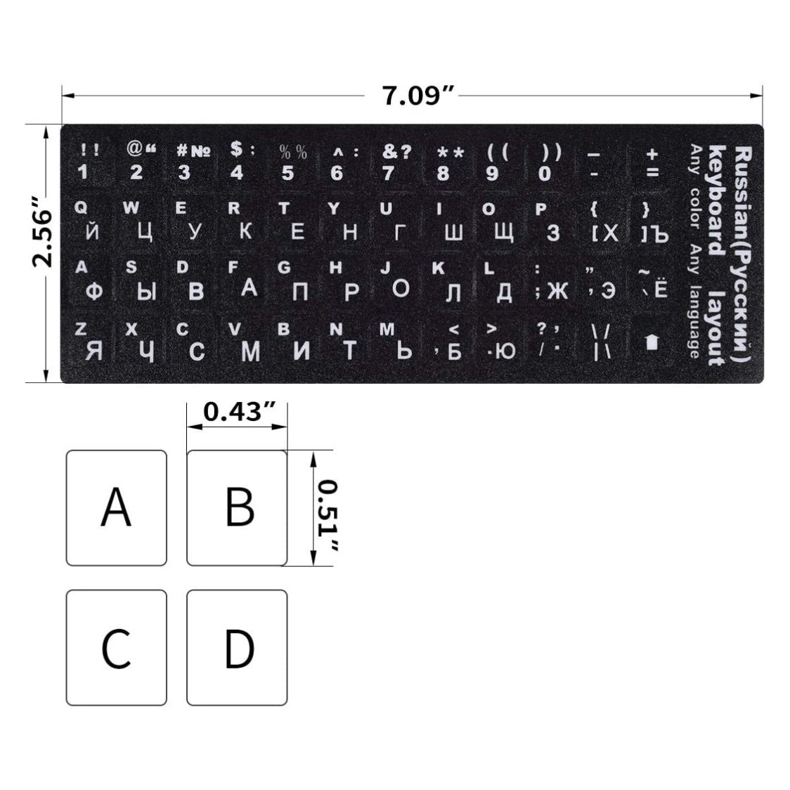 Universal Keyboard Stickers Replacement Keyboard Skin black background compatible with laptop Desktop white letter Russian Pack of 2