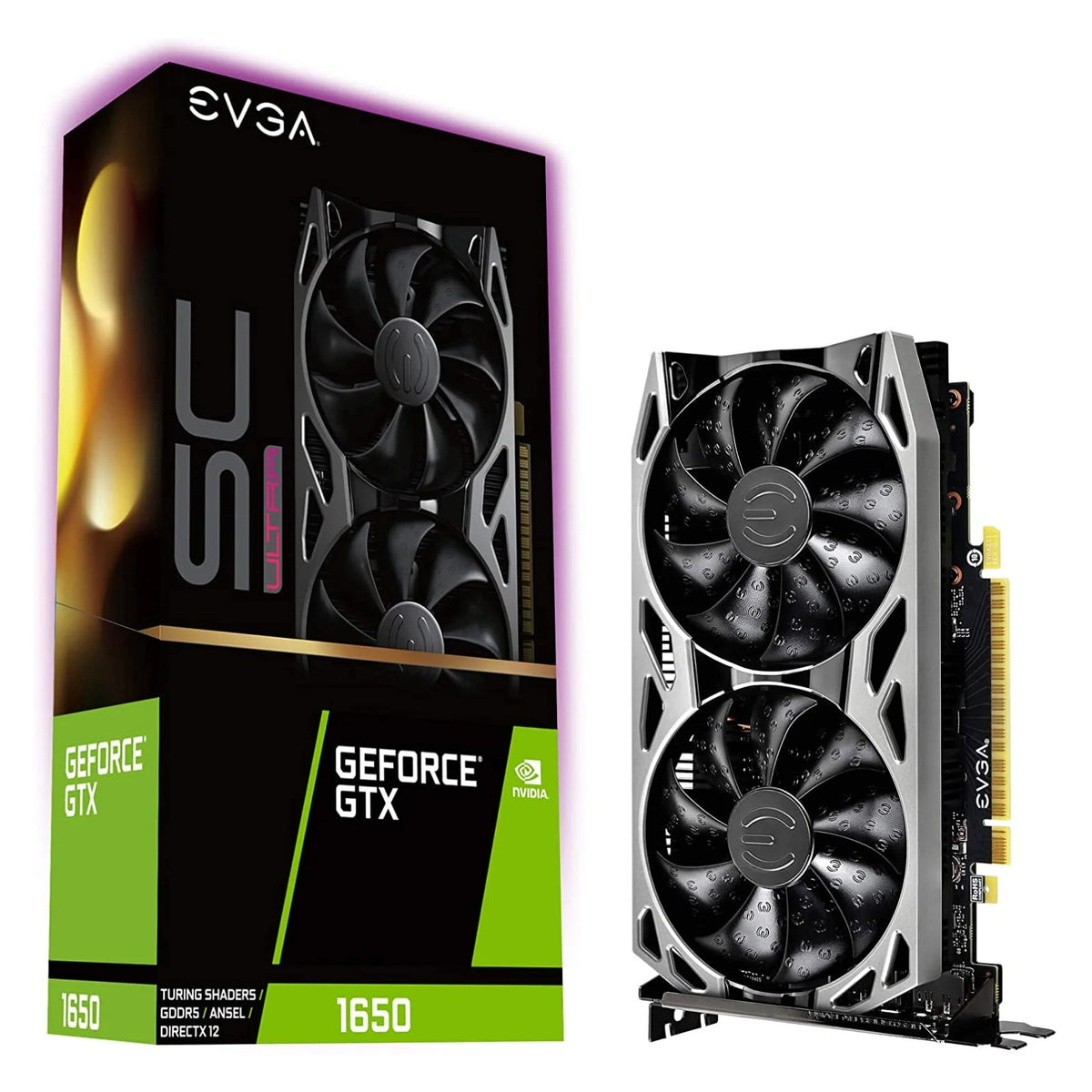 EVGA GeForce GTX 1650 SC Ultra Gaming, 04G-P4-1057-KR, 4GB GDDR5, Dual Fan, Metal Backplate
