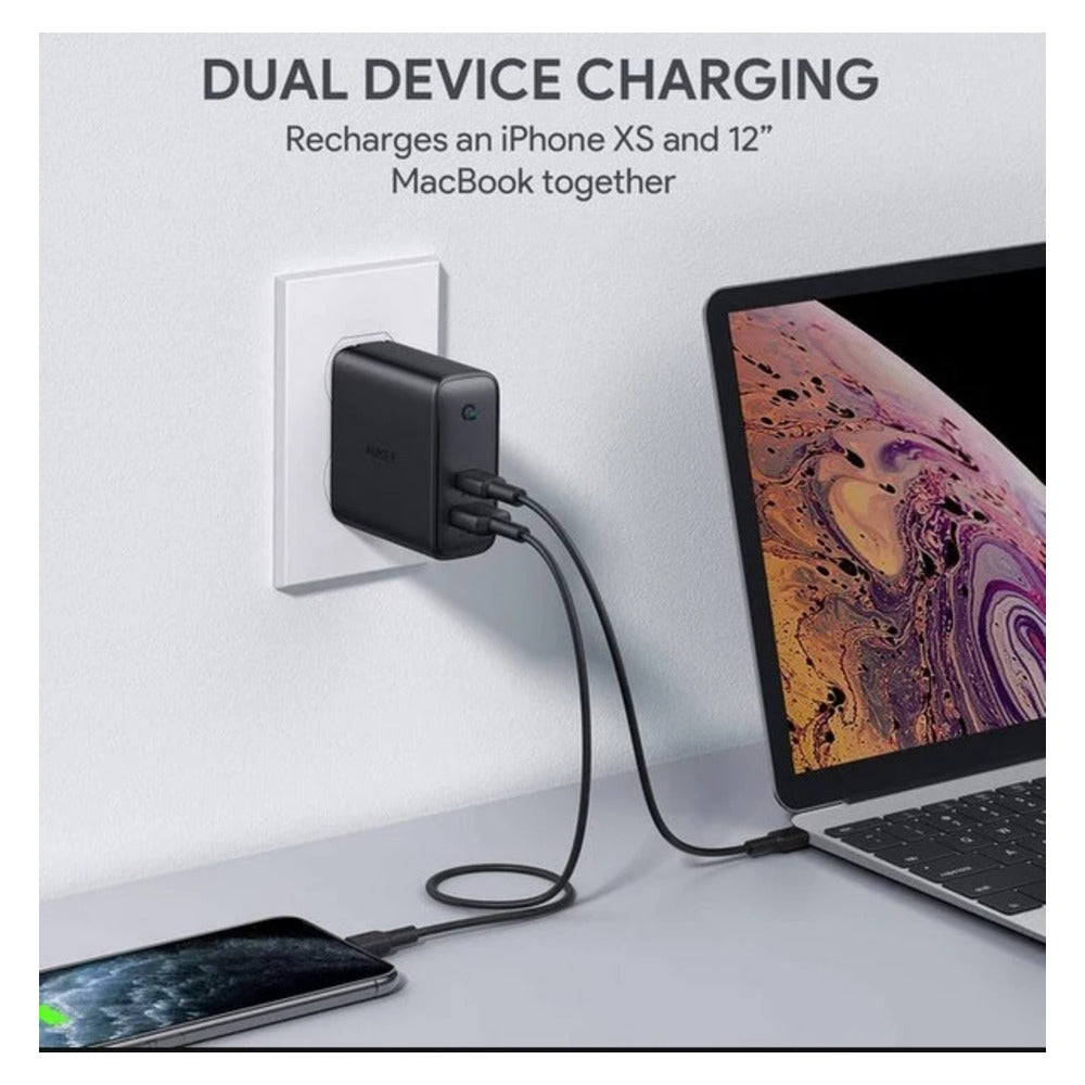 AUKEY PA-D3 Focus Mix 60W Type c charger for Dual-Port PD Charger with Dynamic Detect