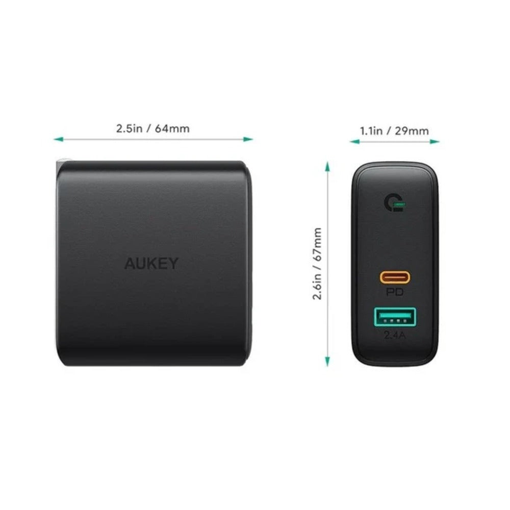 AUKEY PA-D3 Focus Mix 60W Type c charger for Dual-Port PD Charger with Dynamic Detect
