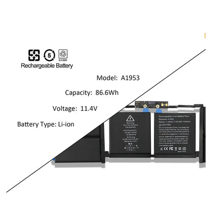 laptop battery for A1953 MacBook Pro 15" Touch Bar A1990 EMC 3215 3359 BTO CTO Mid 2018 2019 MV902LL/A MV912LL/A MV922LL/A MV932LL/A MV942LL/A MV952LL/A MV962LL/A MV972LL/A MV902B/A MV912B/A