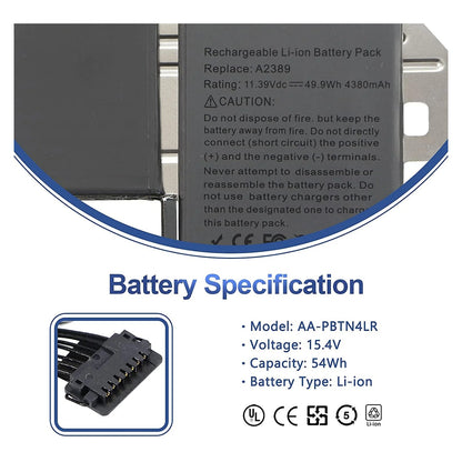 battery for A2389 A2337 MacBook Air 13 Inch A2337 M1 2020 EMC 3598 MGN53LL/A MGN83LL/A MGN63LL/A MGN93LL/A MGND3LL/A MGN73LL/A MGNA3LL/A MGNE3LL/A 11.39V 49.9Wh 4380mAh