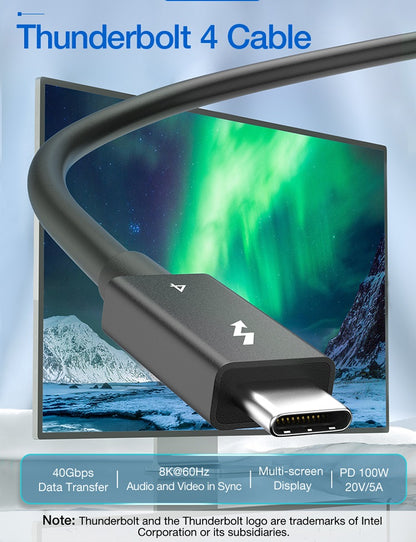 Thunderbolt 4 Cable 1.2M, 4feet Supports 8K Display 40Gbps Data Transfer 100W Charging USB C to USB C Cable sales LK-CAB-LK-0002