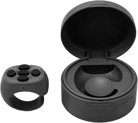 Laptopking Bluetooth Remote Control Page Turner, TikTok App Button Scrolling Ring Clicker, 10M Wireless Camera Remote Shutter for Video, Selfie Recording (Black) with Charging Case sale