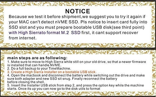 NGFF M.2 nVME SSD Adapter Card for Upgrade MacBook Air(2013-2016 Year) and Macbook PRO(Late 2013-2015 Year)