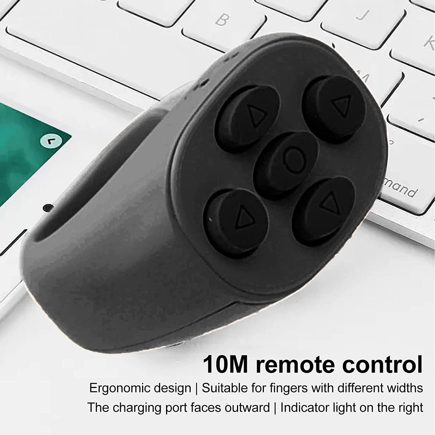 Laptopking Bluetooth Remote Control Page Turner, TikTok App Button Scrolling Ring Clicker, 10M Wireless Camera Remote Shutter for Video, Selfie Recording (Black) with Charging Case sale