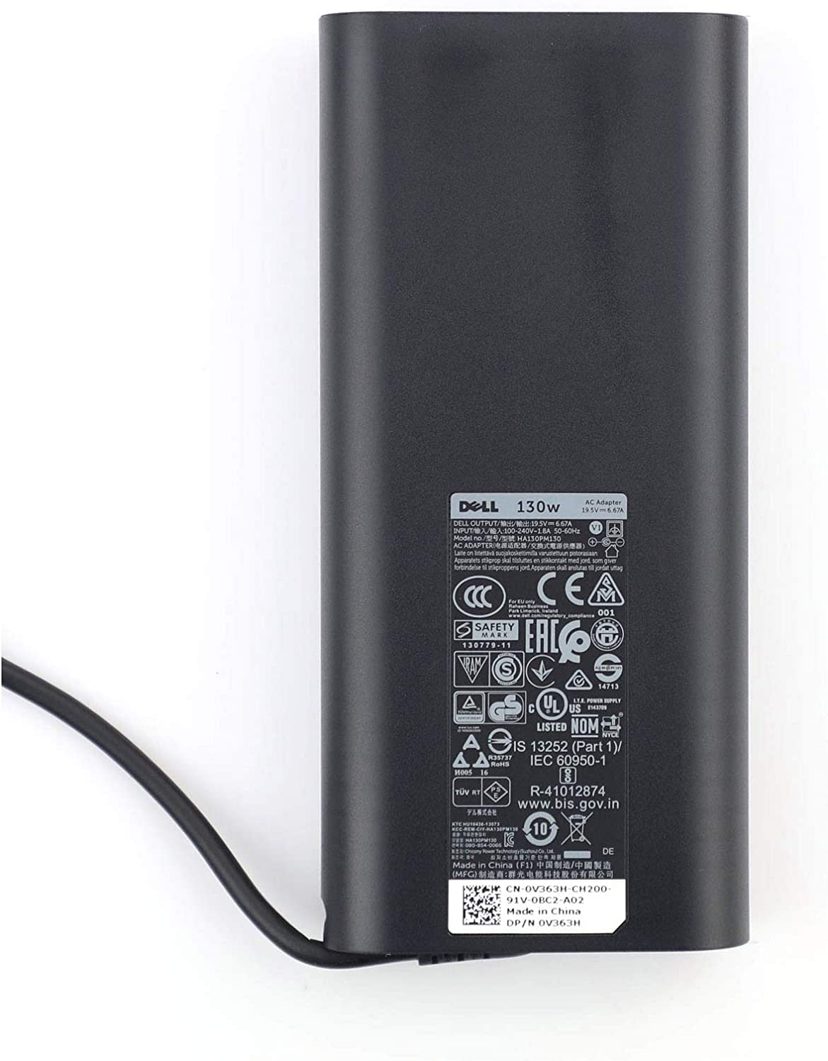 Dell 130W 19.5V 6.67A Tip 4.5mm XPS 15 9530 9550 9560 / Precision M3800 5510 5520 Laptop Charger 130W(watt) AC Power Adapter - RN7NW,DA130PM13Z (Refurbished)