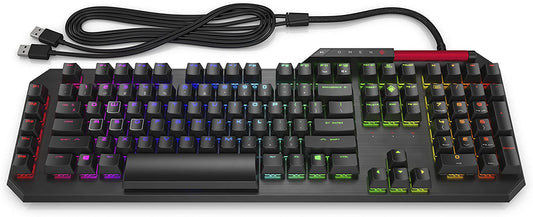 Omen by HP Sequencer Wired USB Mechanical Optical Gaming Keyboard – 10X Faster – Blue Switch - Volume Roller Bar – 16.8M RGB Colors – Anti Ghosting