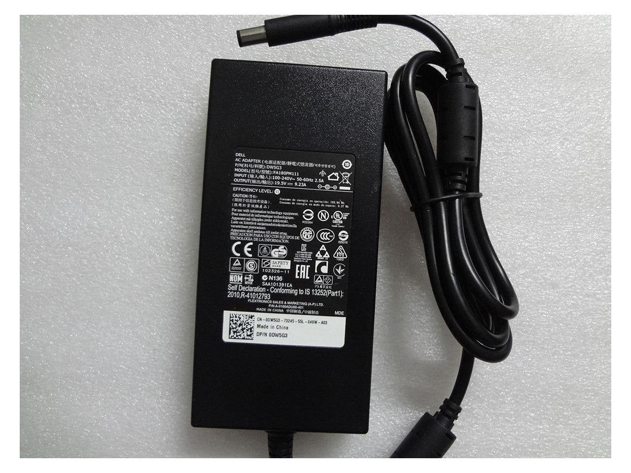 Dell 19.5V 9.23A 180W Power Adapter Dell charger 17 R3/15 R3/15 R2/X51 R2/13/14/M17X/M15X/M14X/X51, NDFTY, 450-AGCU,Precision 7510 Precision 17 7710 Inspiron 15 7000  (Refurbished)