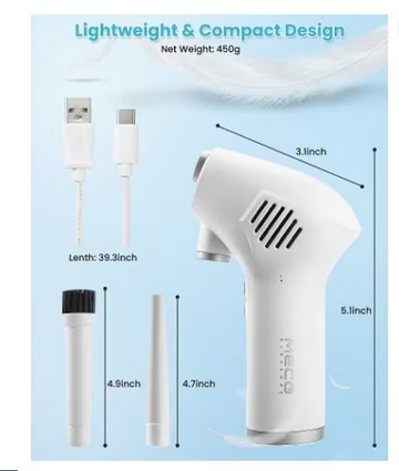 Mini Compressed Air Duster 36000RPM Electric Cordless Air Duster Blower for Cleaning Dust LK-ELC-LK-0018